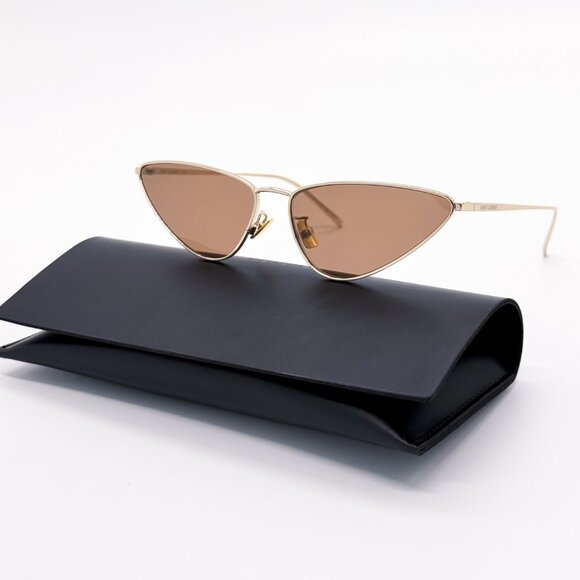 NEW SAINT LAURENT SL 487 003 WOMEN GOLD BROWN SUNGLASSES SAINT LAURENT SL487 003 - Picture 1 of 13